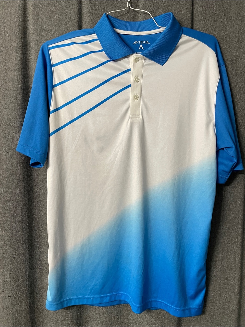 Antigua White and Blue Gradient Polo Shirt